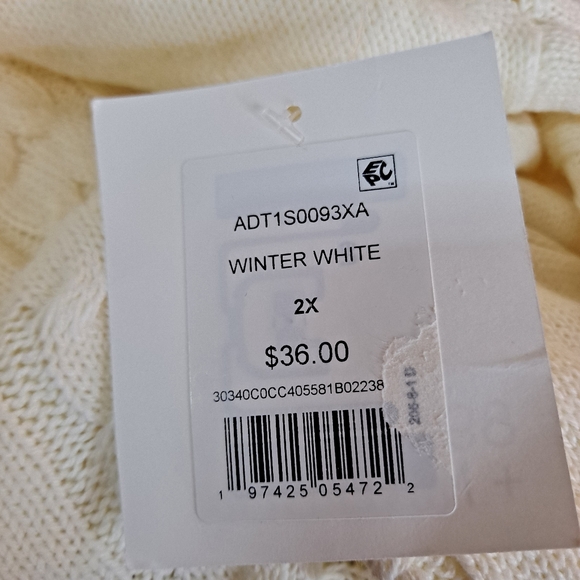 89th + Madison Sweater Women's Plus Winter White 2X - Picture 6 of 6